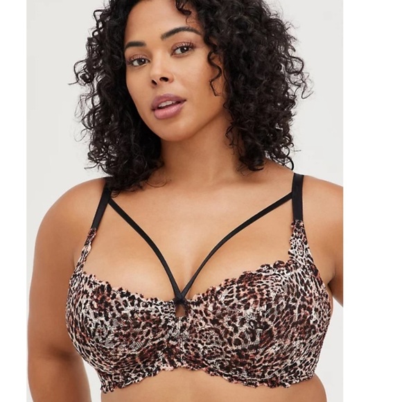 NWT TORRID V-NECK UNLINED BALCONETTE BRA - LEOPARD LACE - Picture 1 of 4
